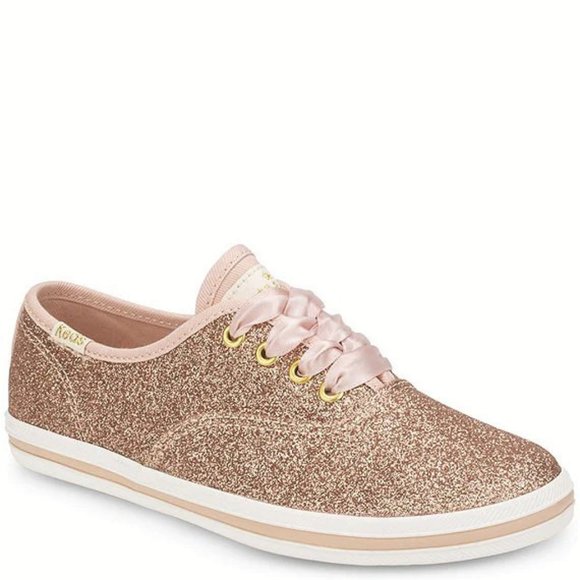 Keds x Kate Spade 7.5 to 8 women’s. Glitter Sneakers - Rose Gold - Picture 1 of 5